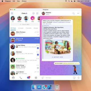 Вкладки браузера и мини-приложений на macOS